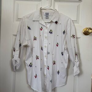 Vintage Embroidered Fruit Button-Up Shirt